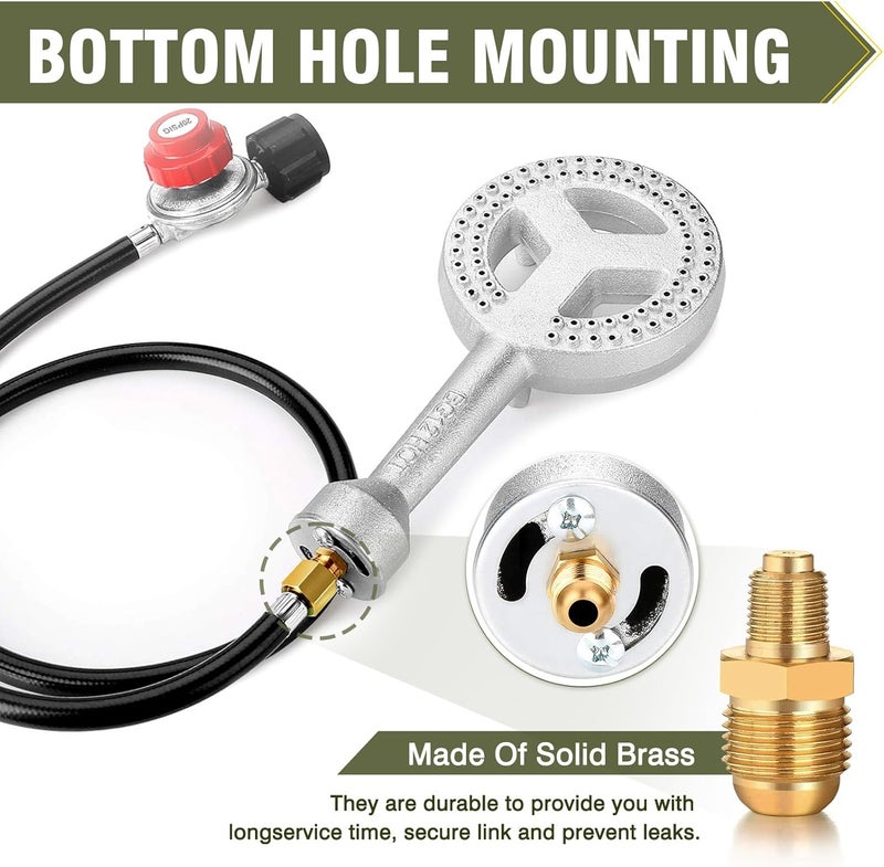 BestFire High Pressure Cast-Iron Propane Burner Head,Round Burner Head with 20 PSIG Adjustable High Pressure Propane Regulator with Hose and Brass Fitting for Propane Burner Head for Cooking Outdoor - Image 4